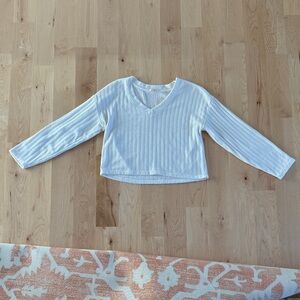 Soft White Ribbed Cropped Sweater